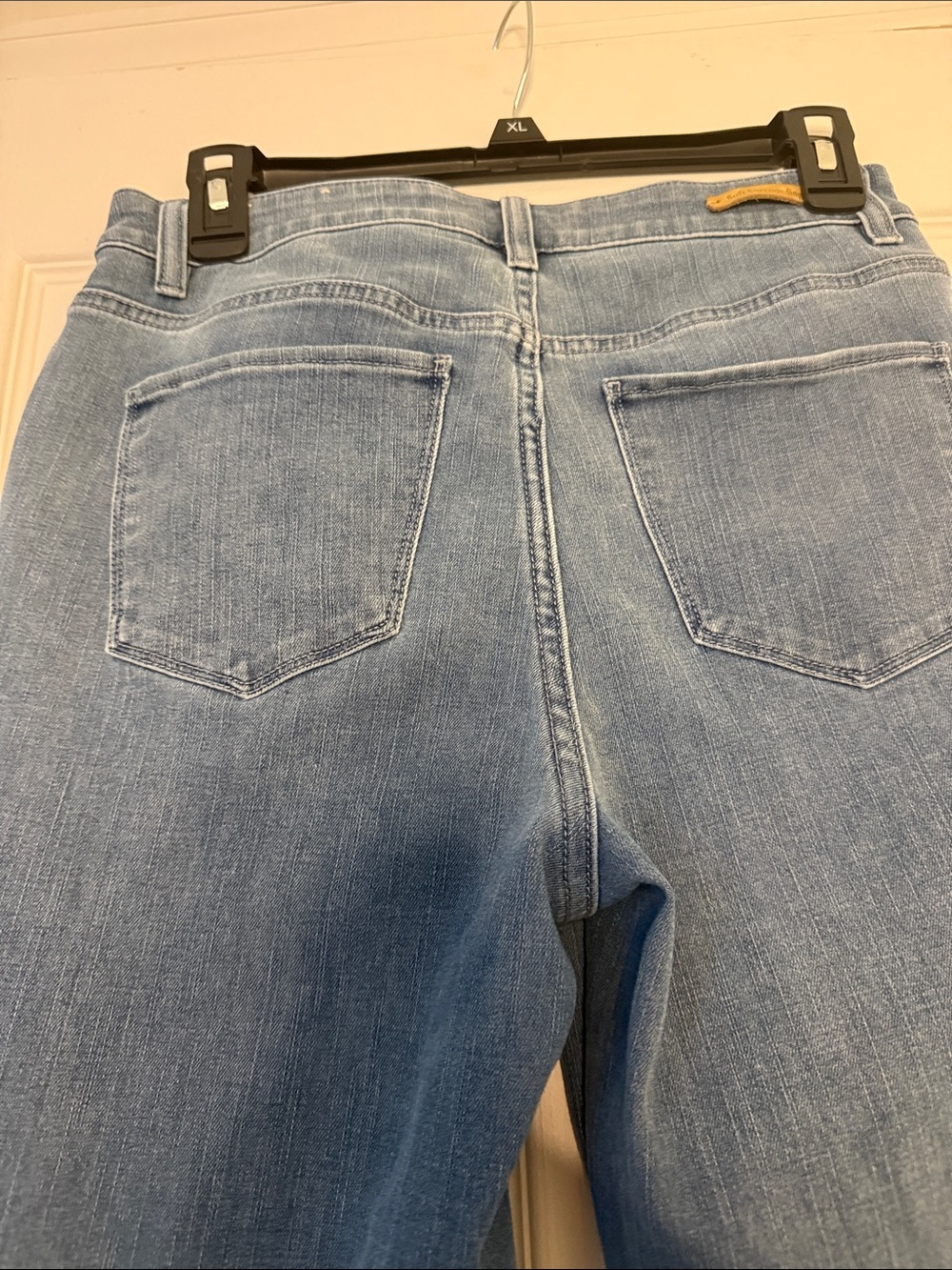 Soft Surroundings Blue Pearl-Embellished Straight-Leg Jeans - Picture 6 of 9